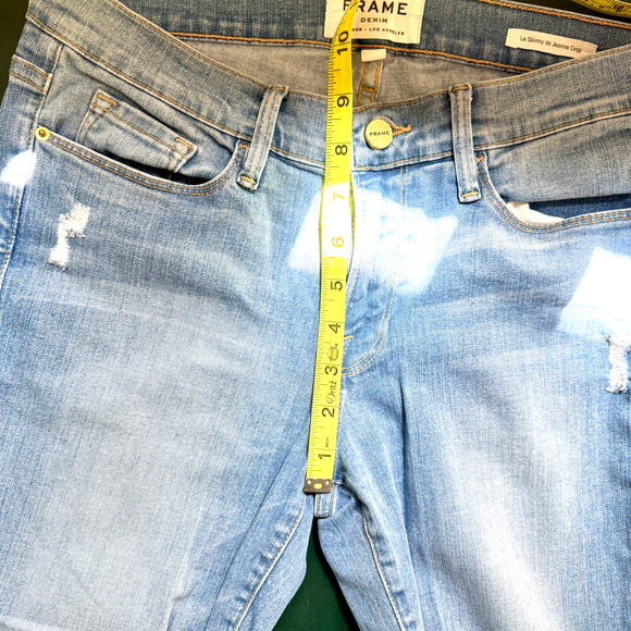 Frame Le Skinny de Jeanne Crop Jeans Womens 30 Everglade Blue Distressed Stretch - Picture 8 of 9